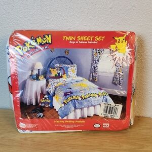 Vintage 1998 Pokémon Twin Size Bedding Sheet Set  Pokemon NWT